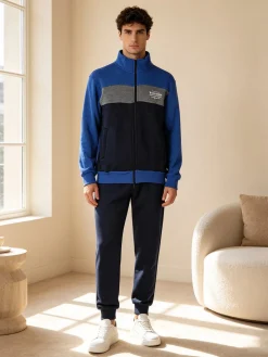 Scuola Nautica Italiana Completo tuta da uomo felpata con zip intera - blu