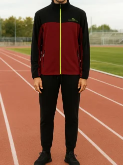 Scuola Nautica Italiana Completo tuta da uomo in pile full zip - bordeaux