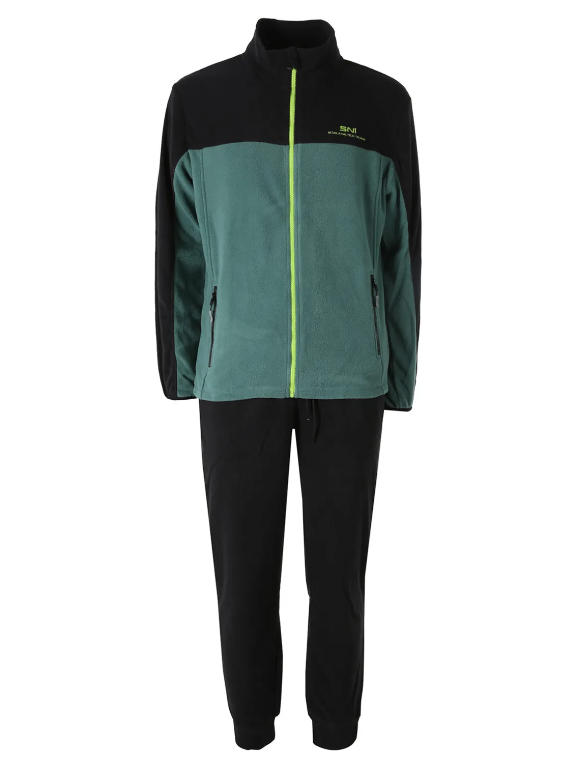 Scuola Nautica Italiana Completo tuta da uomo in pile full zip - verde