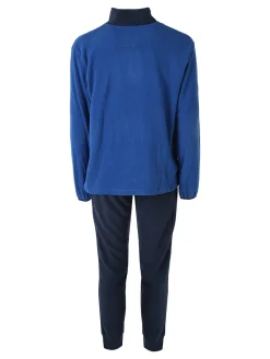 Scuola Nautica Italiana Completo tuta da uomo in pile con cappuccio e zip - blu