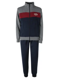 Scuola Nautica Italiana Completo tuta da uomo felpata con zip intera - bordeaux