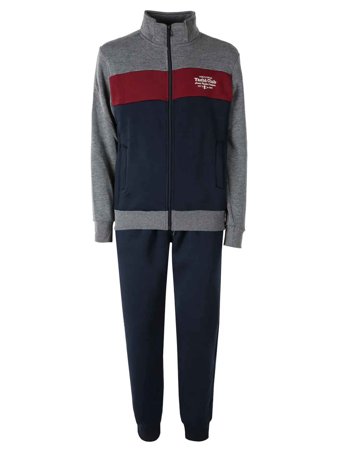 Scuola Nautica Italiana Completo tuta da uomo felpata con zip intera - bordeaux