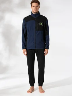 Scuola Nautica Italiana Completo tuta da uomo in pile full zip - blu scuro