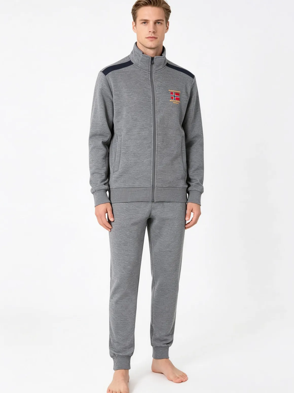 Scuola Nautica Italiana Completo tuta da uomo felpata con zip intera - grigio