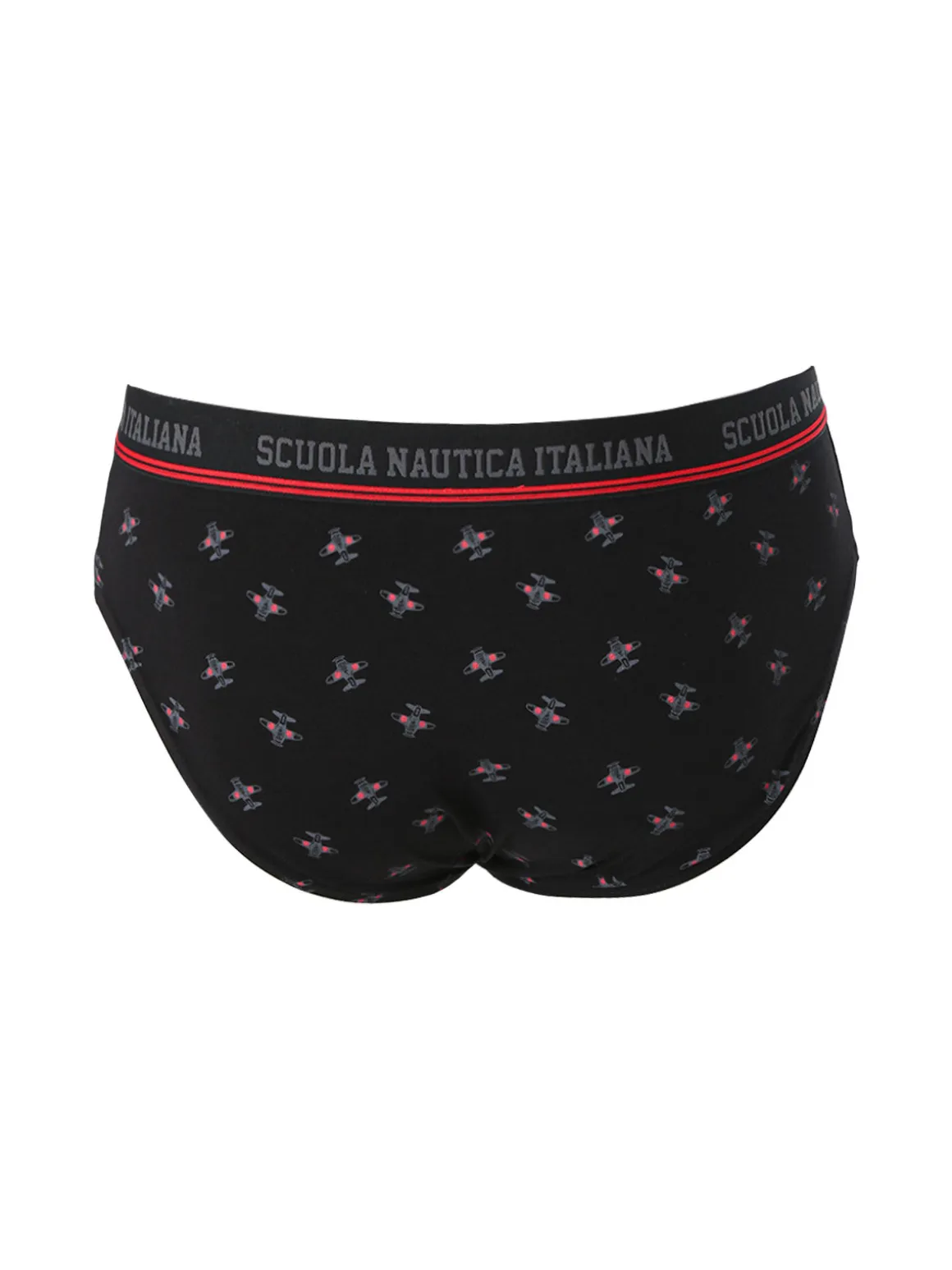 Scuola Nautica Italiana Slip da uomo in cotone elastico con stampe - nero