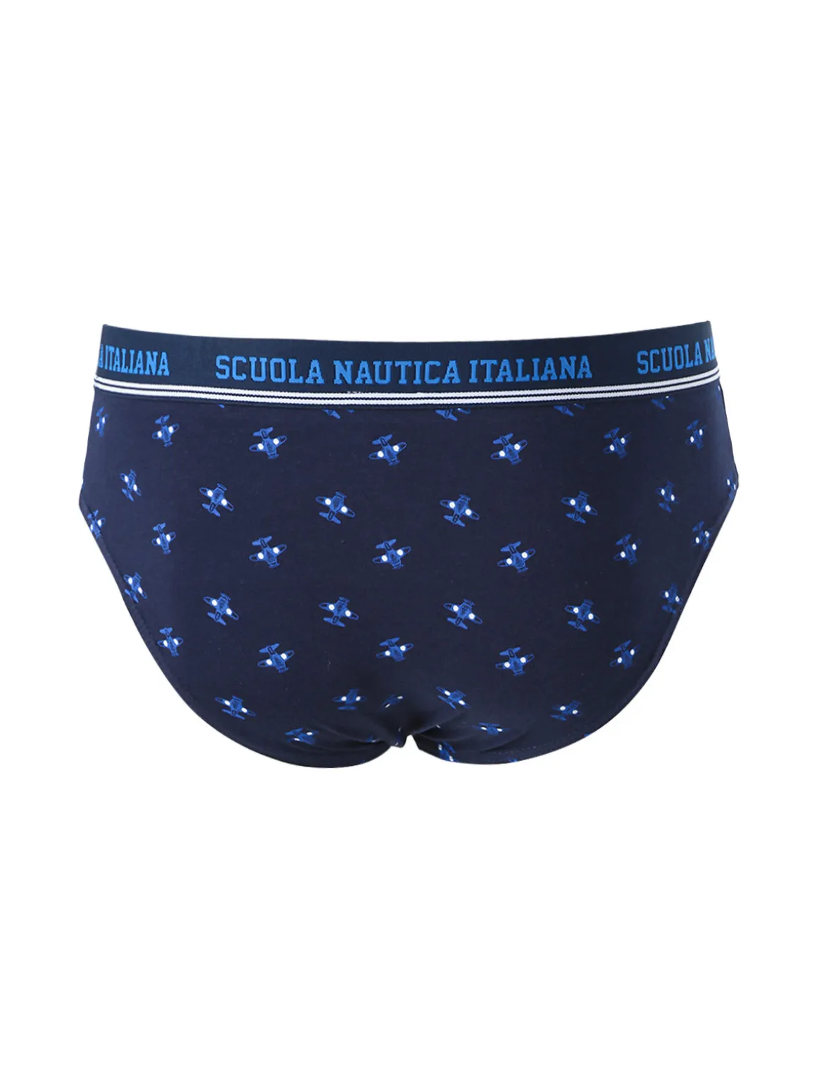 Scuola Nautica Italiana Slip da uomo in cotone elastico con stampe - blu scuro