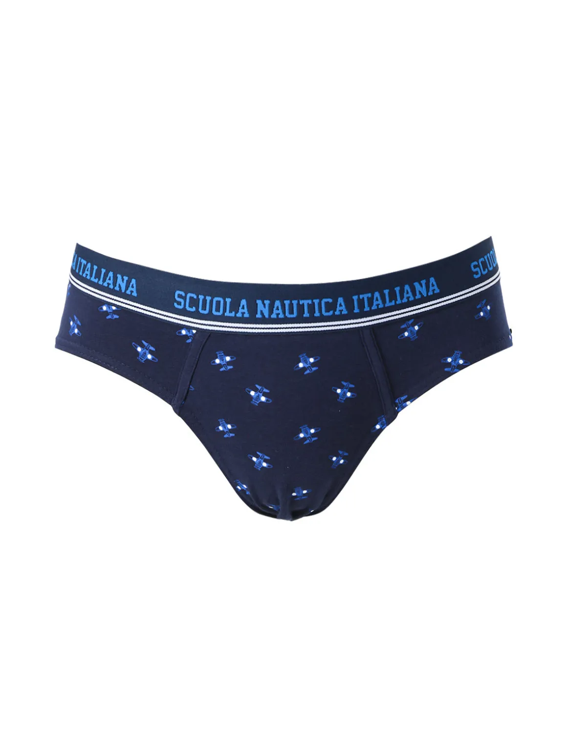 Scuola Nautica Italiana Slip da uomo in cotone elastico con stampe - blu scuro