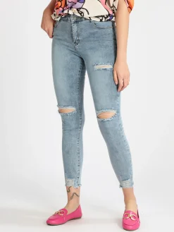 Semaforo Jeans donna skinny con strappi