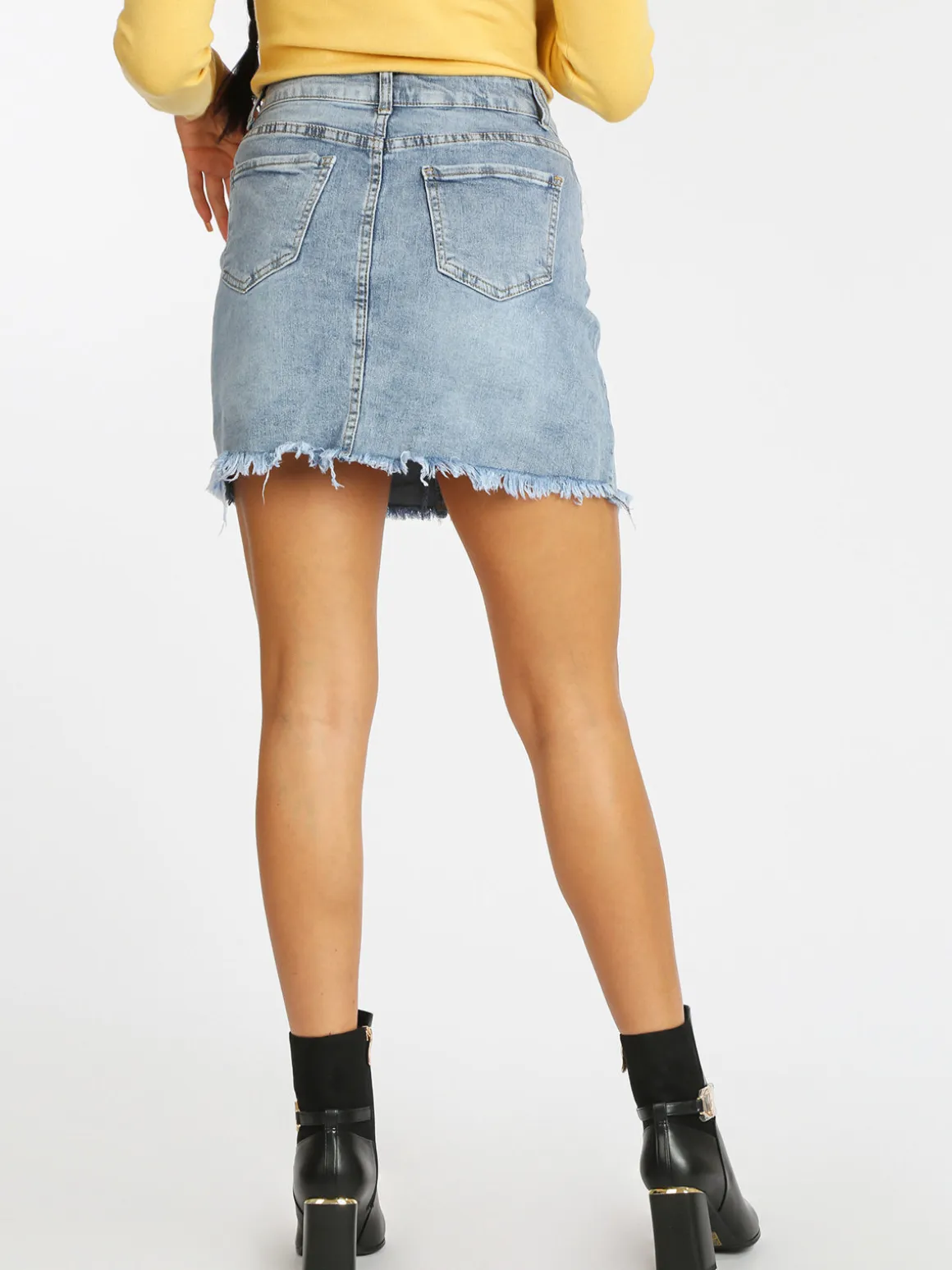 Semaforo Minigonna in jeans con frange