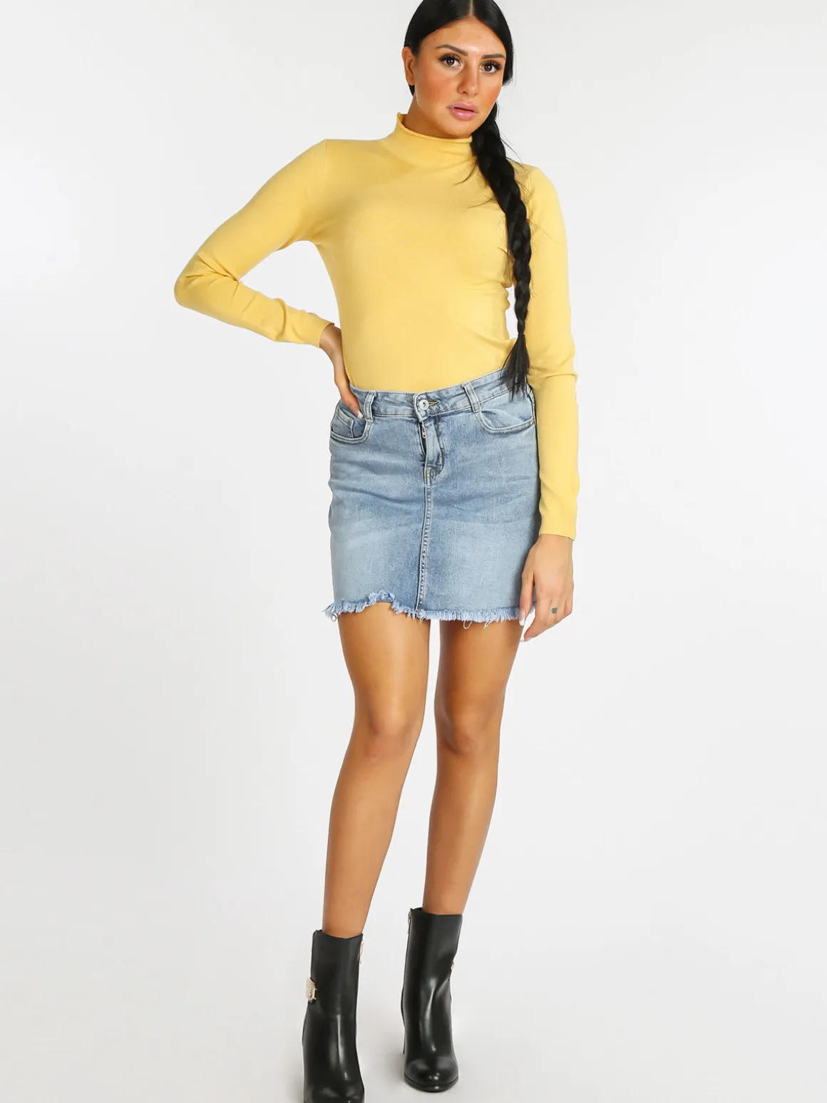 Semaforo Minigonna in jeans con frange