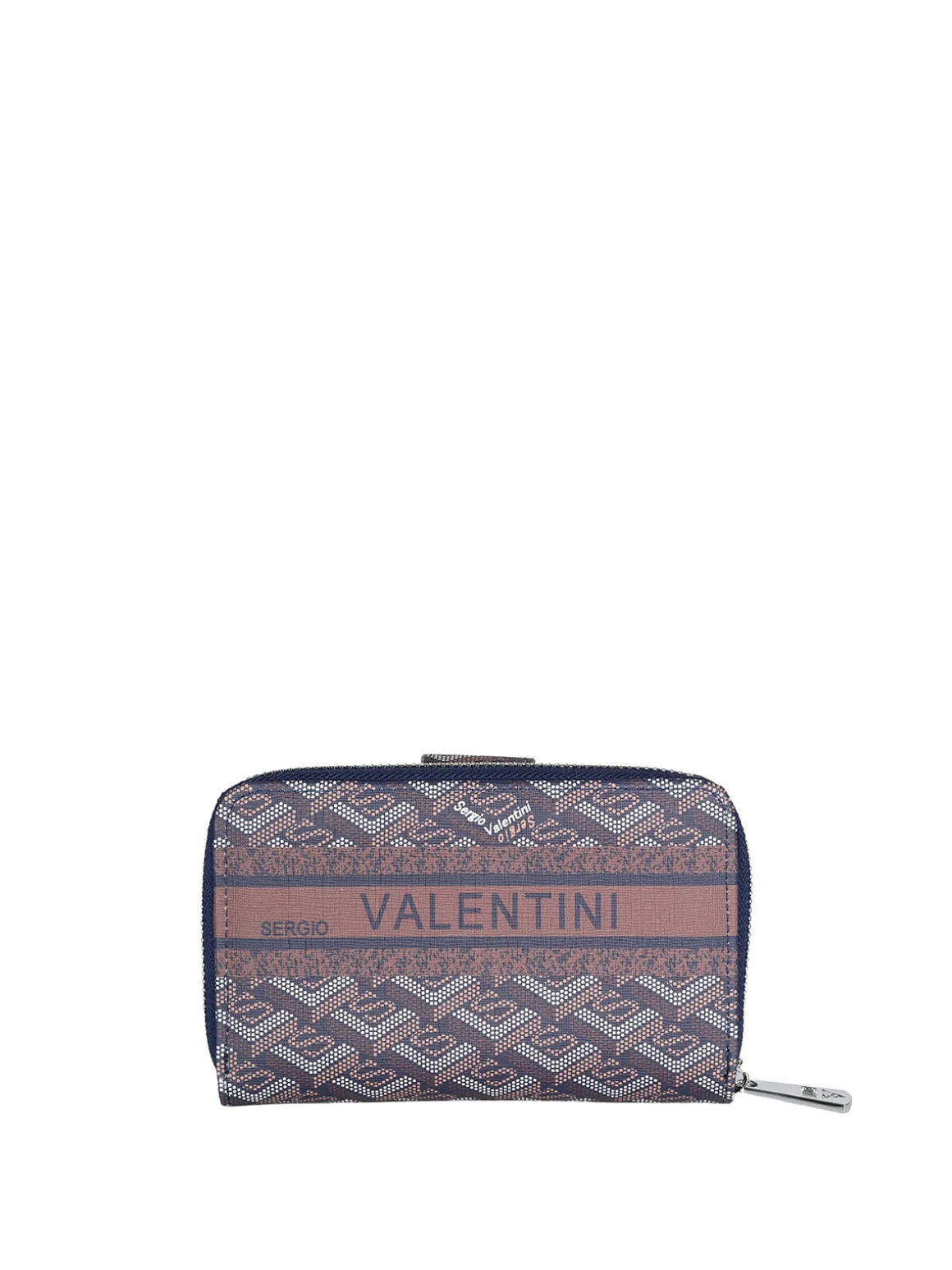 Sergio Valentini Portafoglio donna con bottone e zip - blu scuro
