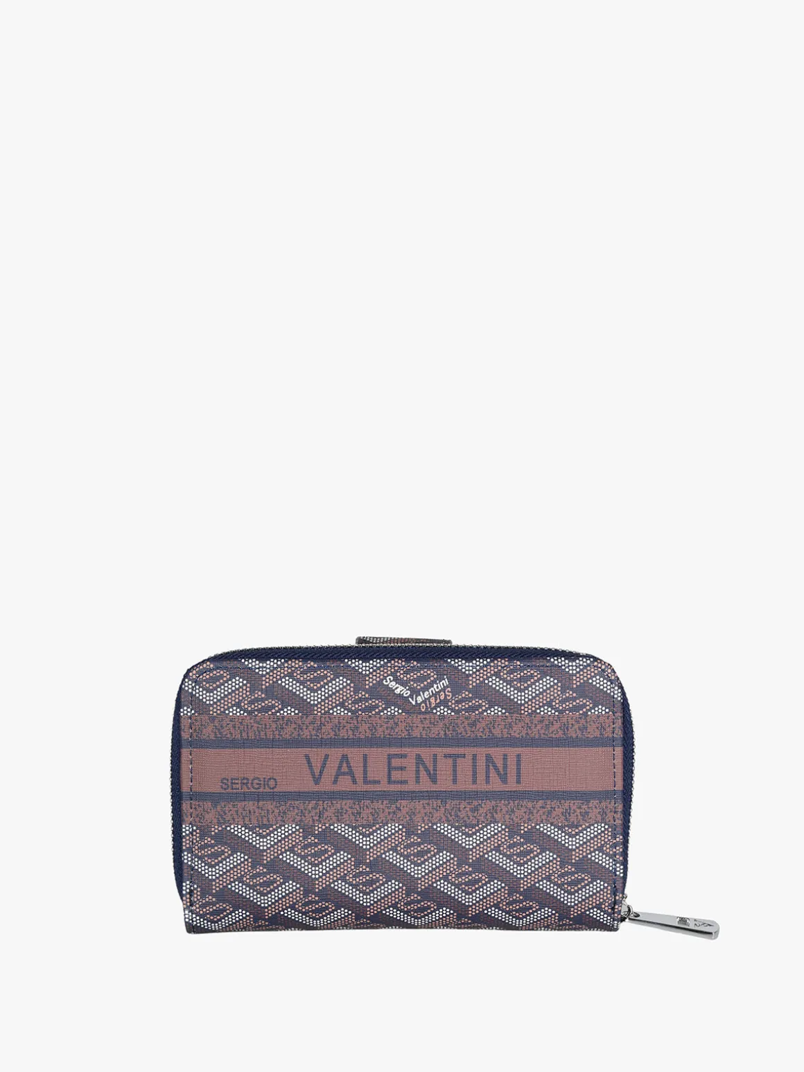 Sergio Valentini Portafoglio donna con bottone e zip - blu scuro