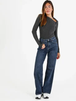 Sexy Sense Jeans donna a gamba larga e vita alta - jeans