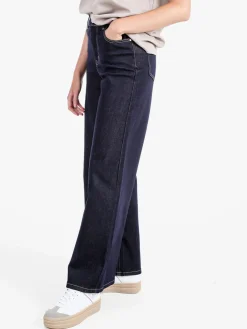 Sexy Sense Jeans donna a gamba larga e vita alta - blu scuro