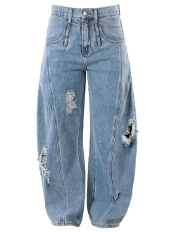 Sexy Sense Jeans donna barrel con strappi a gamba larga - jeans