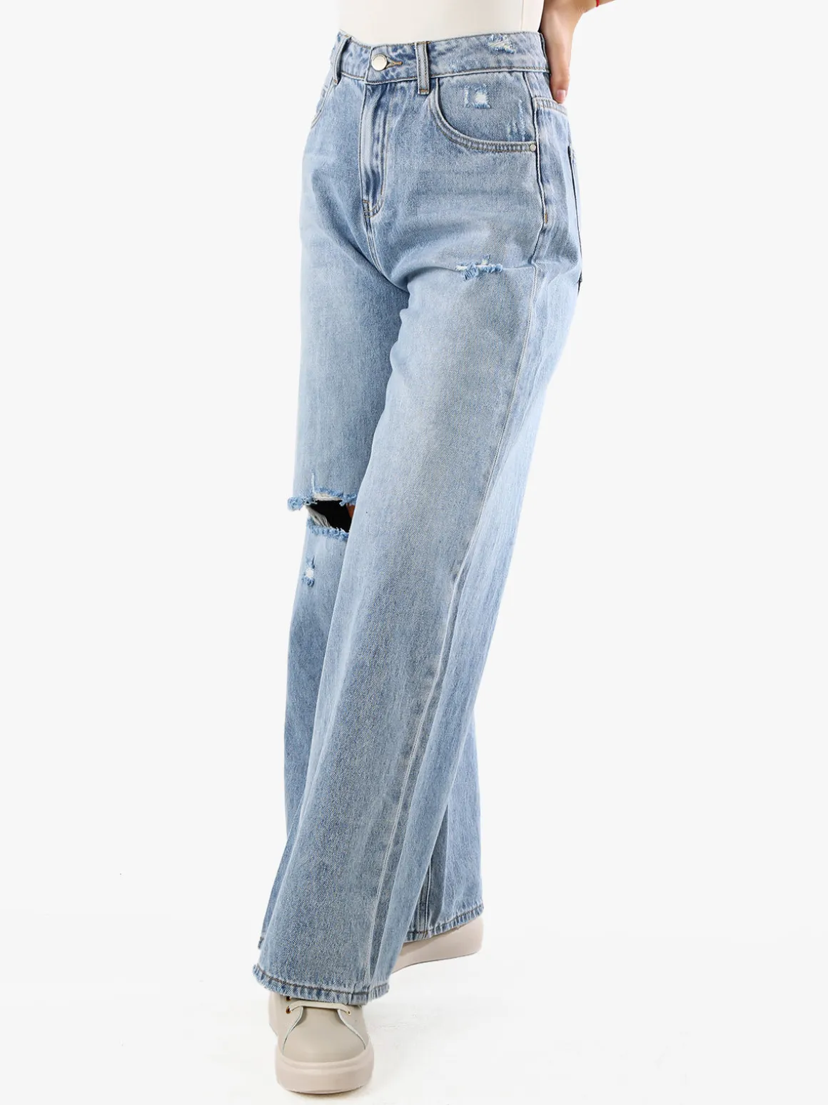 Sexy Sense Jeans donna con strappi a gamba larga - jeans