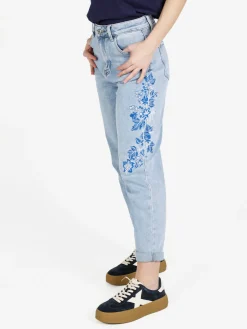 Sexy Sense Jeans donna mom fit con ricami floreali