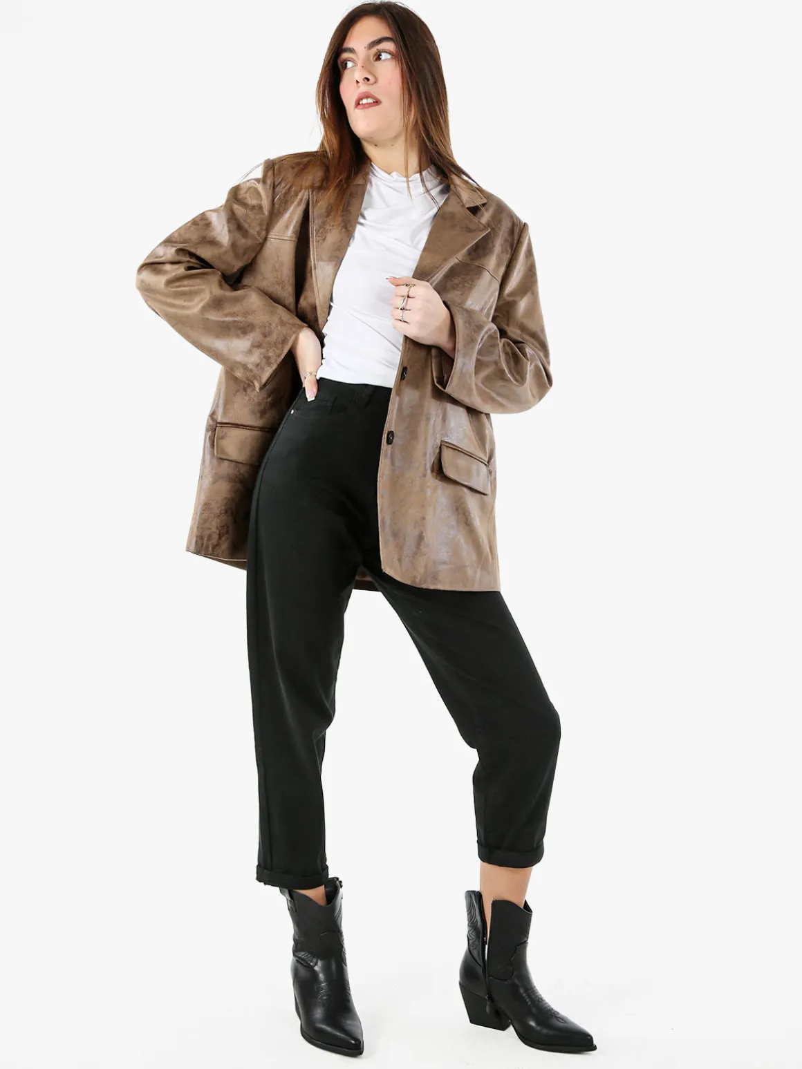 Sexy Sense Pantaloni jeans donna mom fit - nero