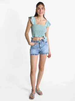 Sexy Sense Shorts donna in jeans a vita alta