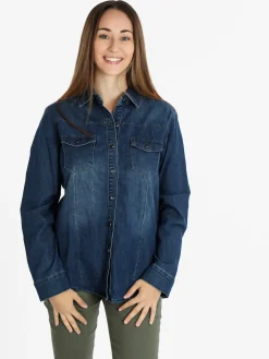 Shiny Design Camicia in jeans con bottoni da donna