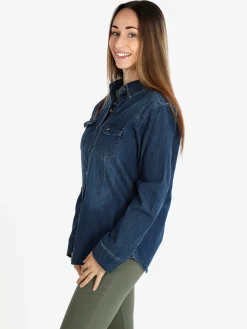 Shiny Design Camicia in jeans con bottoni da donna