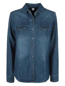 Shiny Design Camicia in jeans con bottoni da donna