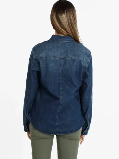 Shiny Design Camicia in jeans con bottoni da donna
