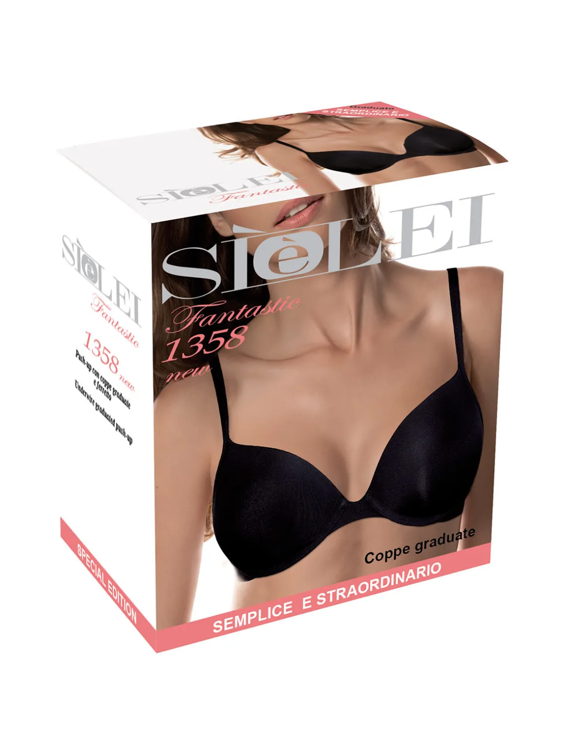 Sielei FANTASTIC Reggiseno push-up con coppe graduate e ferretto COPPA B - nero