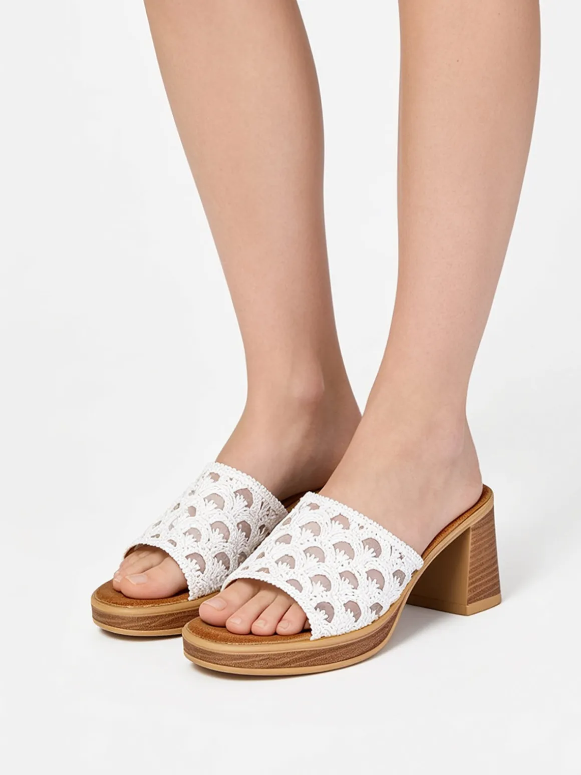 Sissi Miss Ciabatte donna con tacco e plateau - bianco