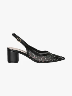 Sissi Miss Slingback donna in rete con paillettes aperte dietro - nero