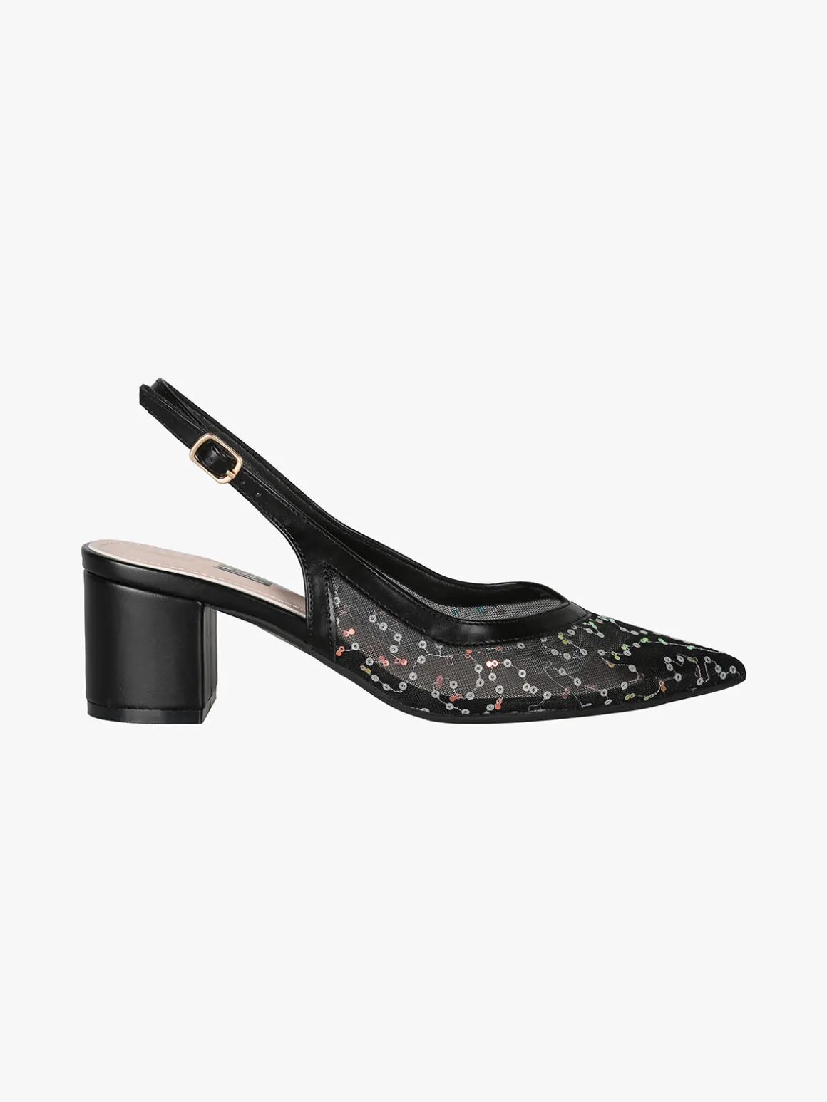 Sissi Miss Slingback donna in rete con paillettes aperte dietro - nero