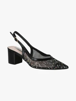 Sissi Miss Slingback donna in rete con paillettes aperte dietro - nero
