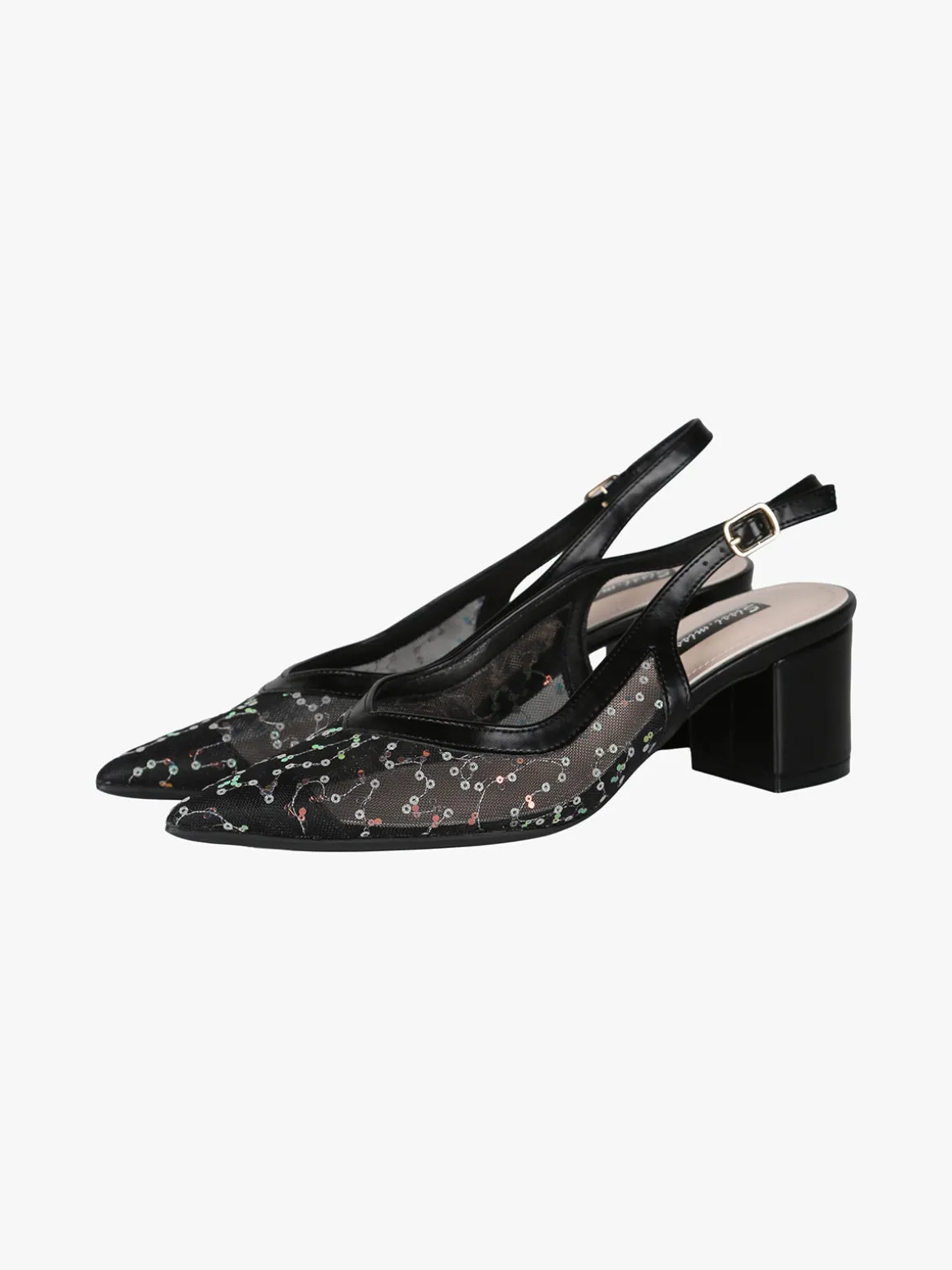Sissi Miss Slingback donna in rete con paillettes aperte dietro - nero