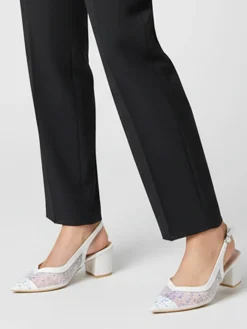 Sissi Miss Slingback donna in rete con paillettes aperte dietro - bianco