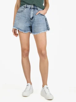 Sixte Shorts donna in denim con finale sfrangiato