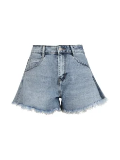 Sixte Shorts donna in denim con finale sfrangiato