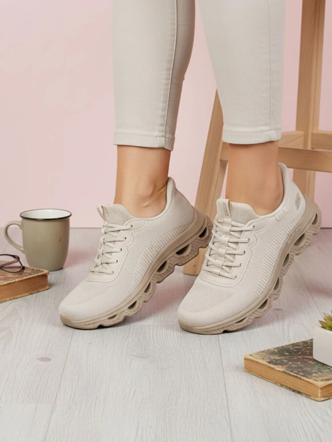 Skechers BOBS ARC WAVES Sneakers donna glide-step - naturale