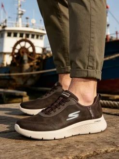 Skechers GO WALK FLEX SMOOTH Sneakers in pelle da uomo - marrone