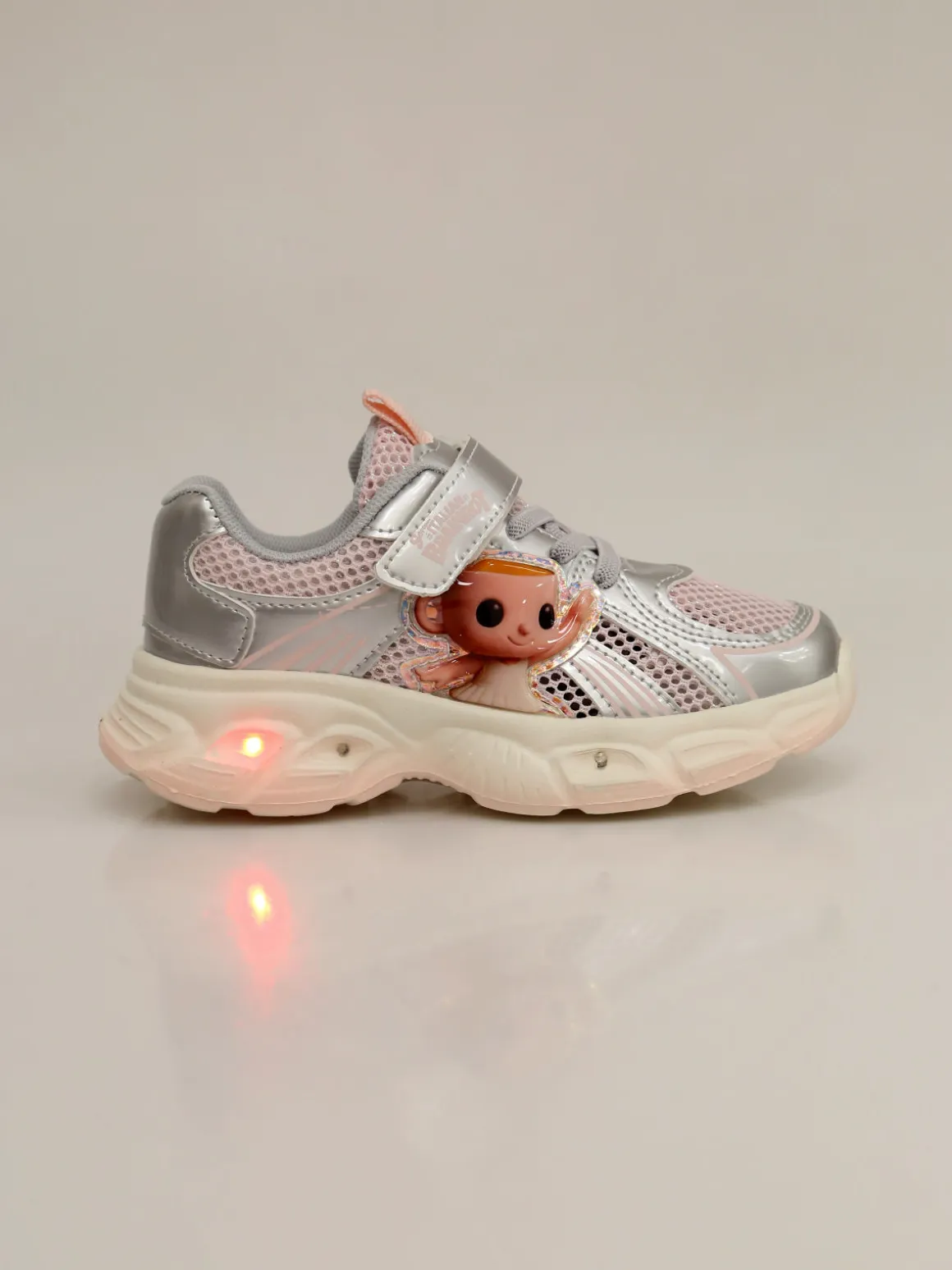 Skifidol Italian Brainrot Sneakers da bambina con luci e cinturino a strappo - argento