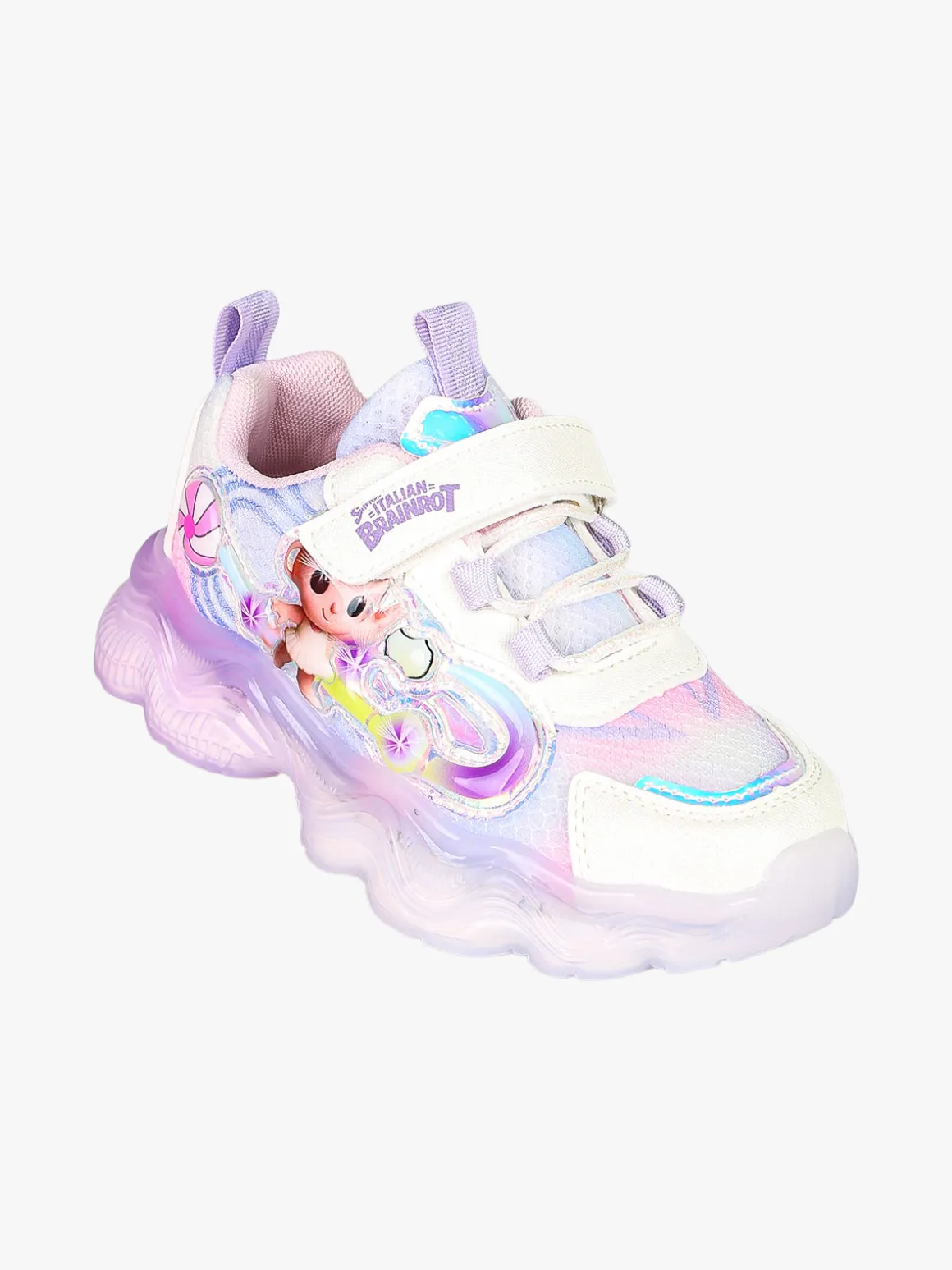 Skifidol Italian Brainrot Sneakers da bambina con luci e cinturino a strappo - lilla