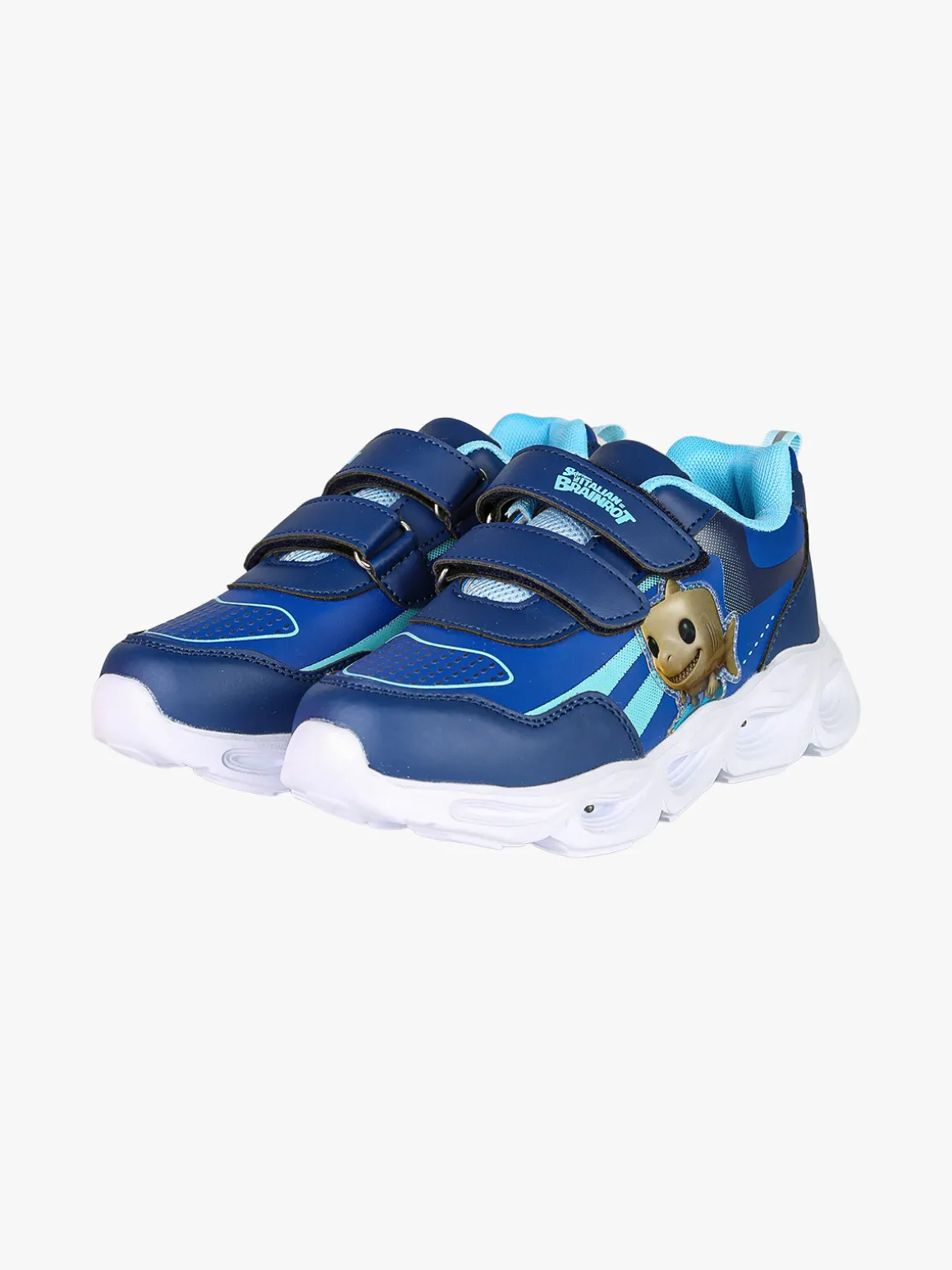Skifidol Italian Brainrot Sneakers da ragazzo con luci e cinturini a strappo - blu scuro
