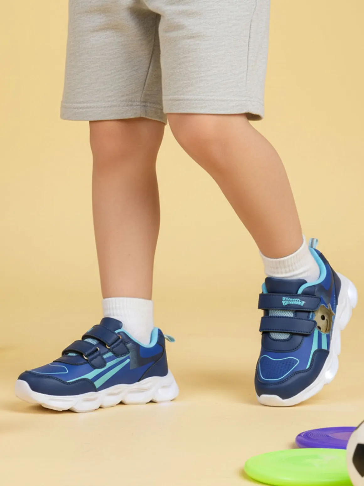 Skifidol Italian Brainrot Sneakers da ragazzo con luci e cinturini a strappo - blu scuro