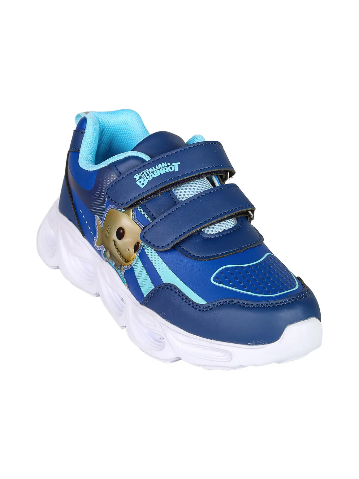 Skifidol Italian Brainrot Sneakers da ragazzo con luci e cinturini a strappo - blu scuro
