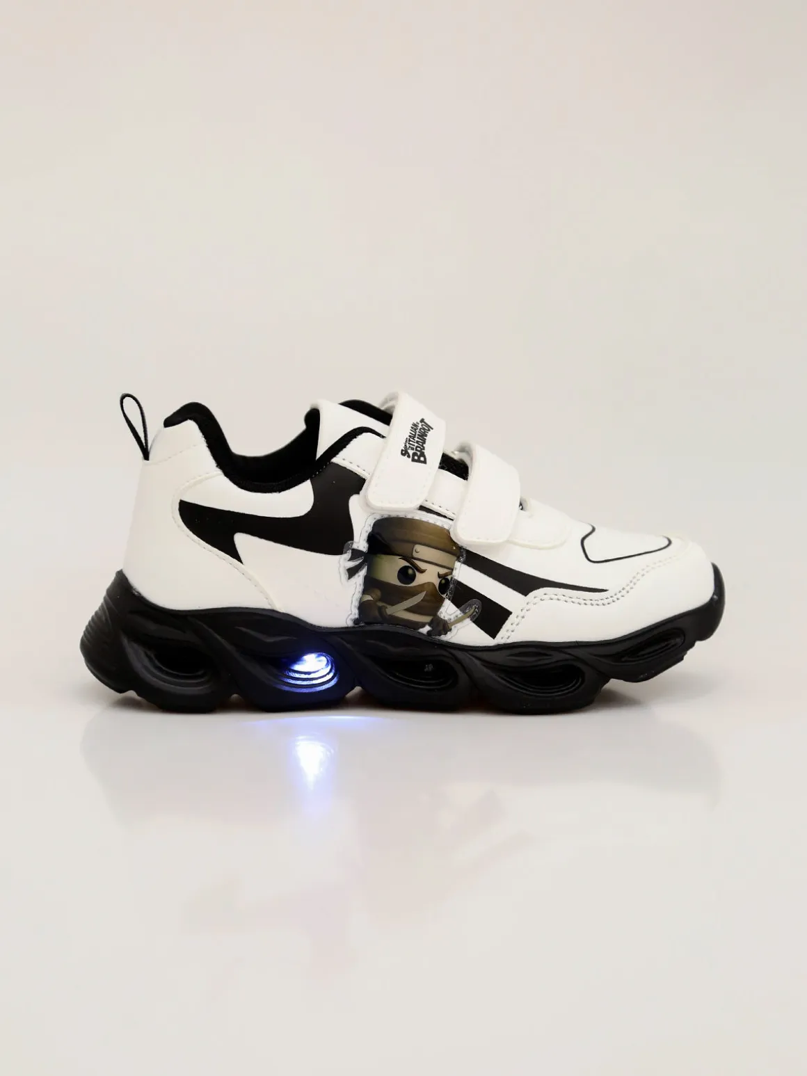 Skifidol Italian Brainrot Sneakers da ragazzo con luci e cinturini a strappo - bianco