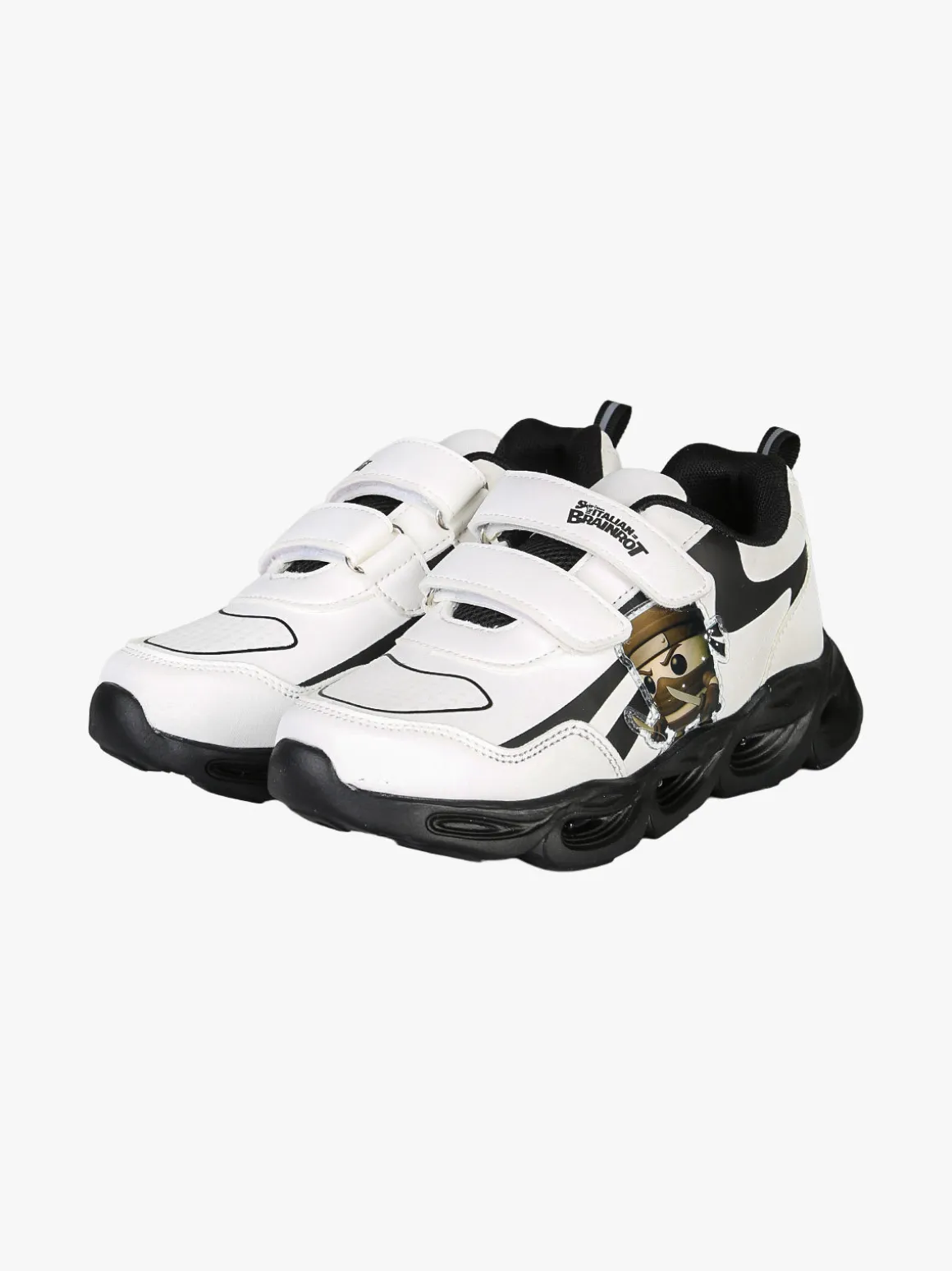 Skifidol Italian Brainrot Sneakers da ragazzo con luci e cinturini a strappo - bianco
