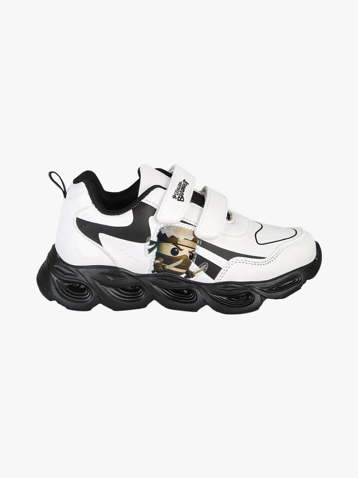 Skifidol Italian Brainrot Sneakers da ragazzo con luci e cinturini a strappo - bianco