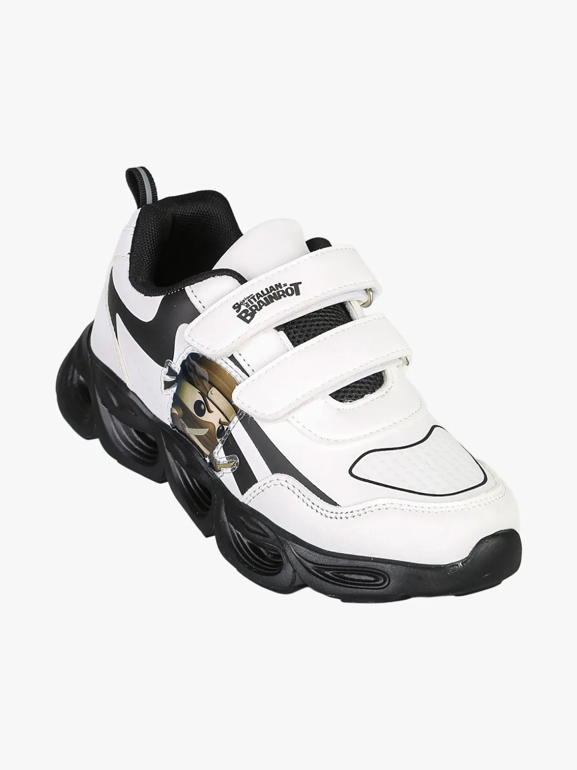 Skifidol Italian Brainrot Sneakers da ragazzo con luci e cinturini a strappo - bianco