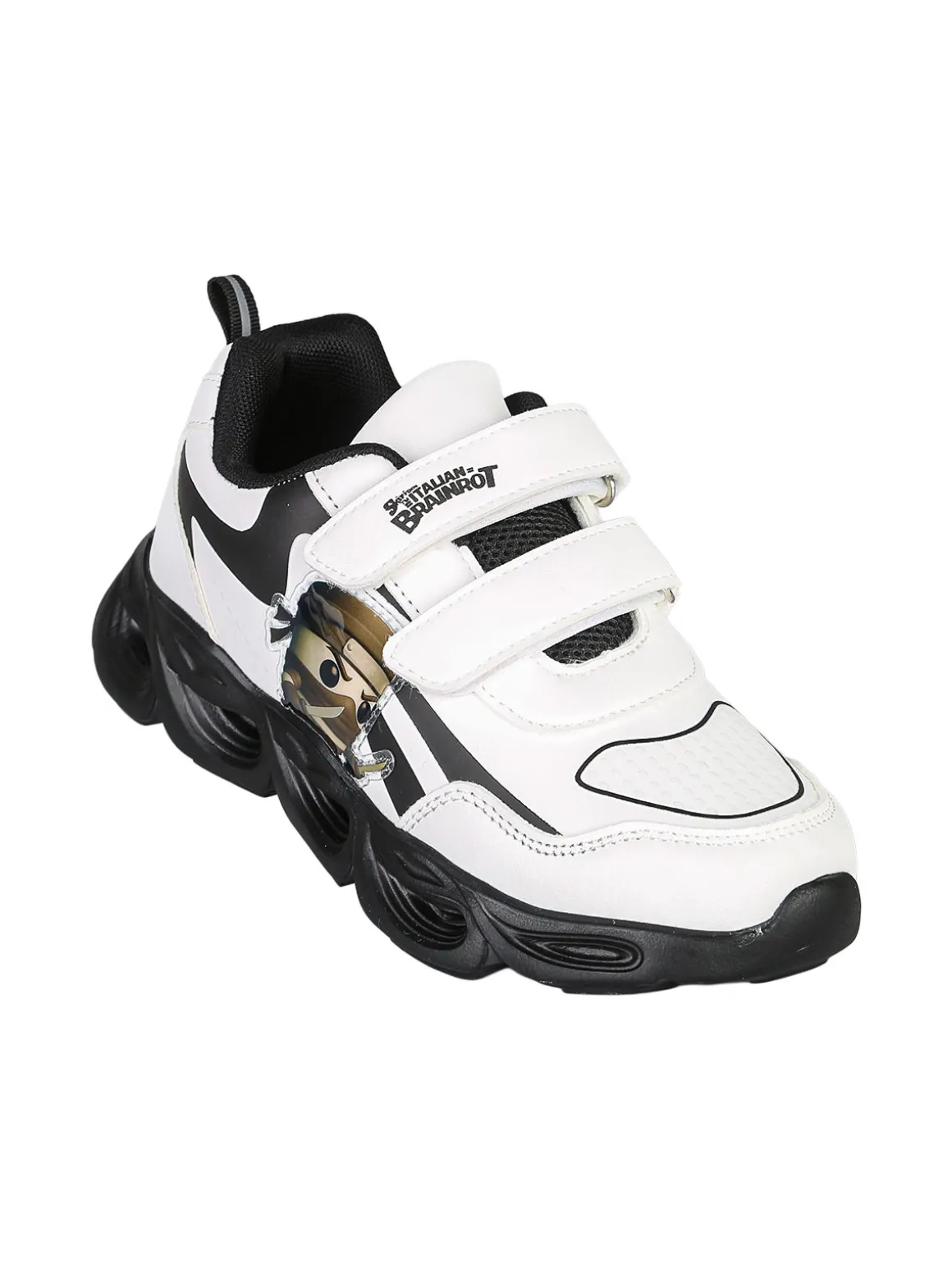 Skifidol Italian Brainrot Sneakers da ragazzo con luci e cinturini a strappo - bianco