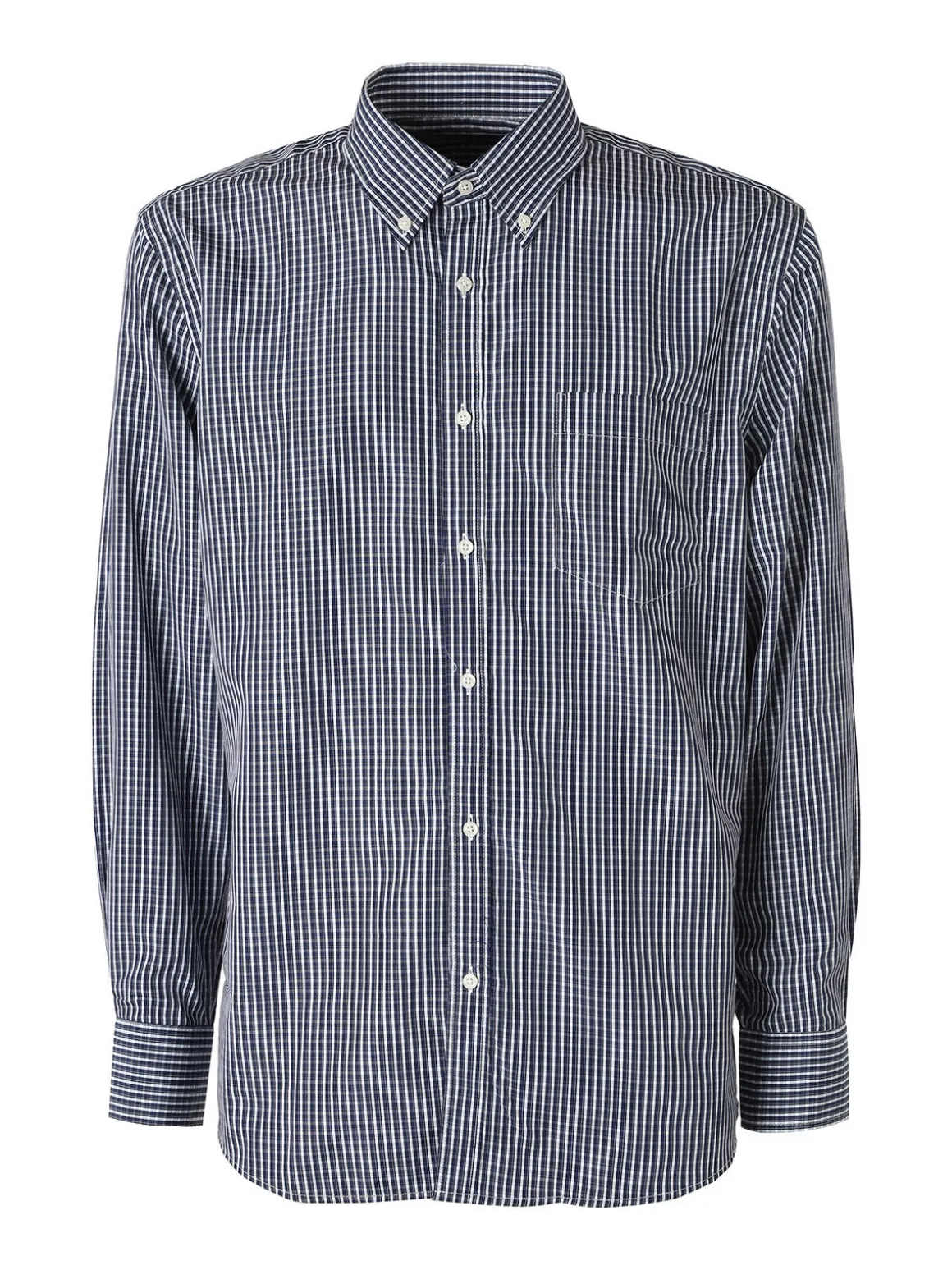 Sky Camicia a quadretti da uomo con maniche lunghe - blu scuro