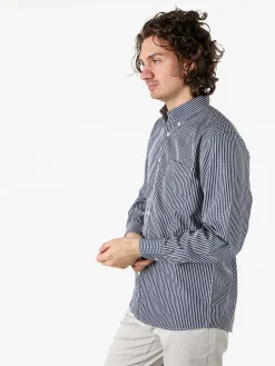 Sky Camicia a quadretti da uomo con maniche lunghe - blu scuro